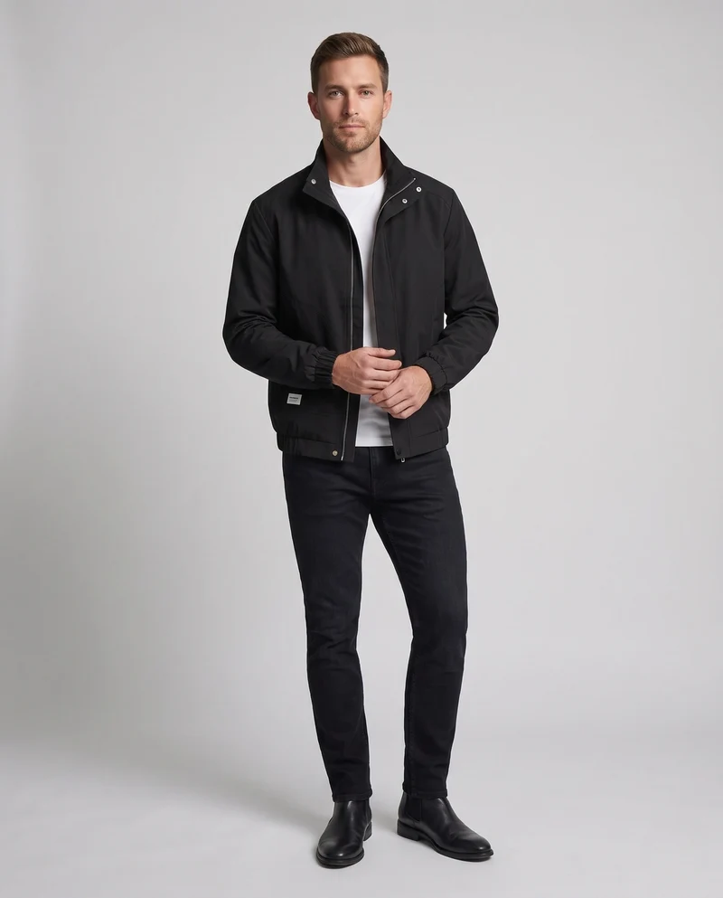 Männer Leichte Winddichte Freizeitjacke mit Stehkragen und Elastischen Bündchen Nord Taschen