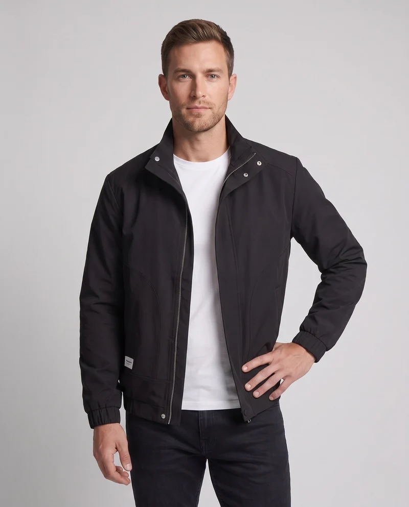 Männer Leichte Winddichte Freizeitjacke mit Stehkragen und Elastischen Bündchen Nord Taschen