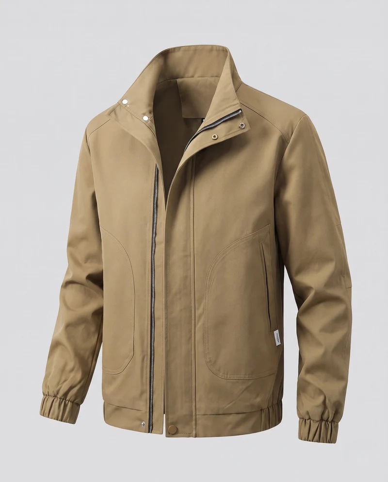 Männer Leichte Winddichte Freizeitjacke mit Stehkragen und Elastischen Bündchen Nord Taschen