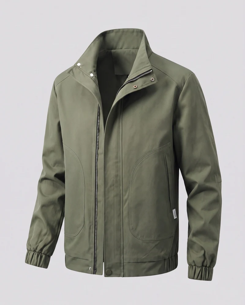 Männer Leichte Winddichte Freizeitjacke mit Stehkragen und Elastischen Bündchen Nord Taschen