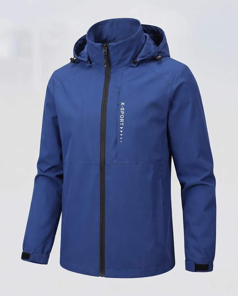 Leichte wind- und wasserabweisende Kapuzenjacke für Herren im Sportstil mit verdecktem Reißverschluss Nord Taschen