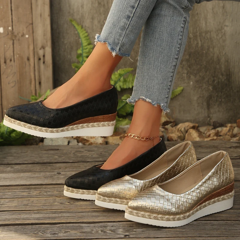 Damen Elegante Keil-Ballerinas aus Leder Nord Taschen