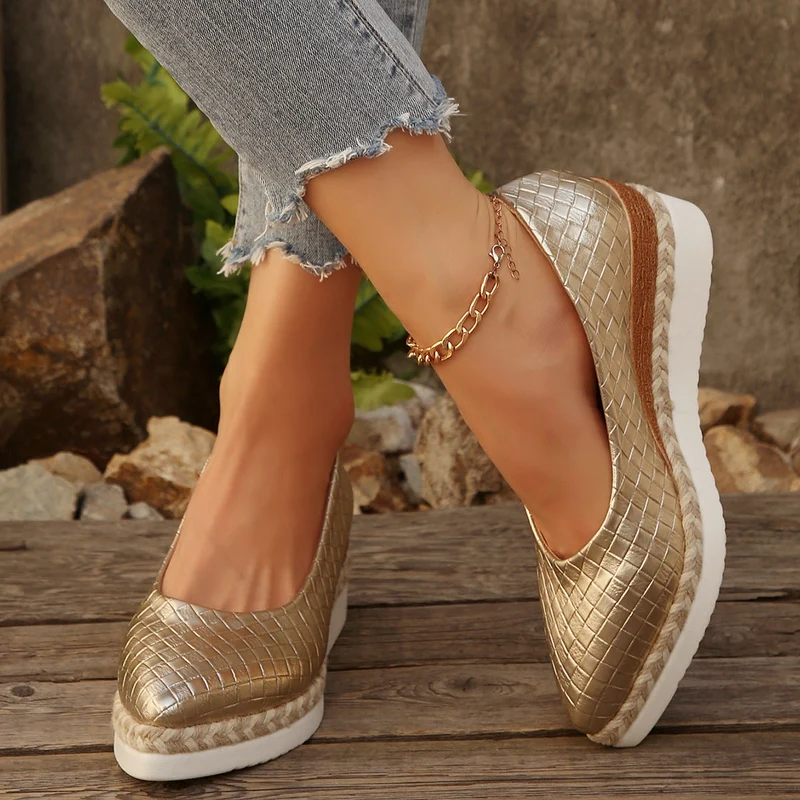 Damen Elegante Keil-Ballerinas aus Leder Nord Taschen