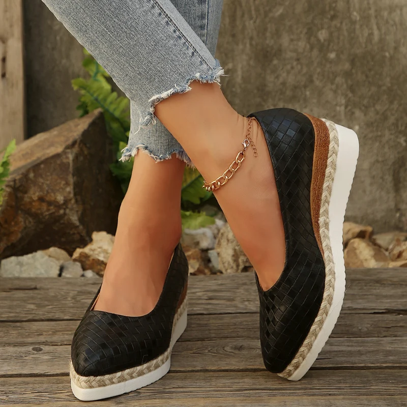 Damen Elegante Keil-Ballerinas aus Leder Nord Taschen