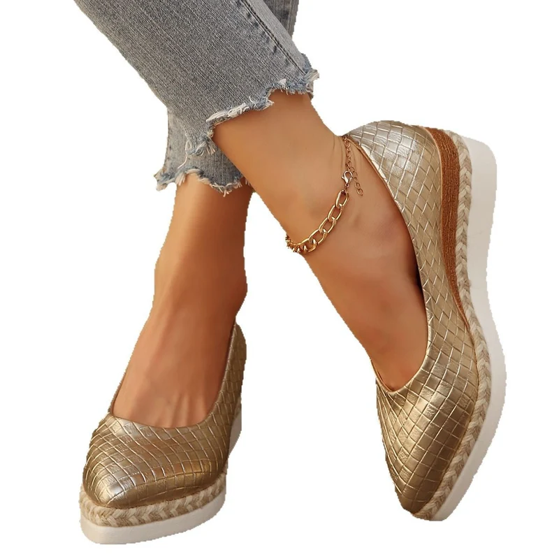 Damen Elegante Keil-Ballerinas aus Leder Nord Taschen
