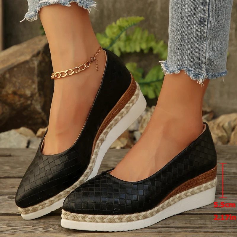 Damen Elegante Keil-Ballerinas aus Leder Nord Taschen