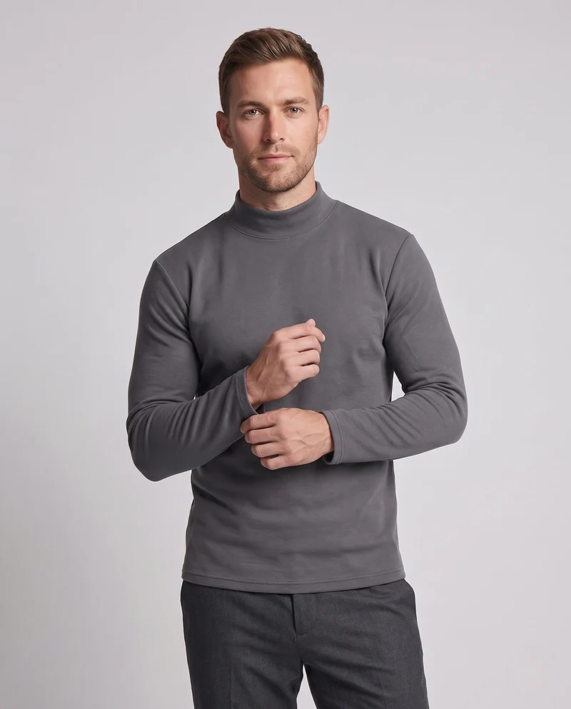 Herren Langärmliges T-Shirt mit Stehkragen Nord Taschen