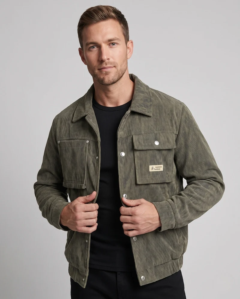 Herren Lässige Cordjacke Nord Taschen