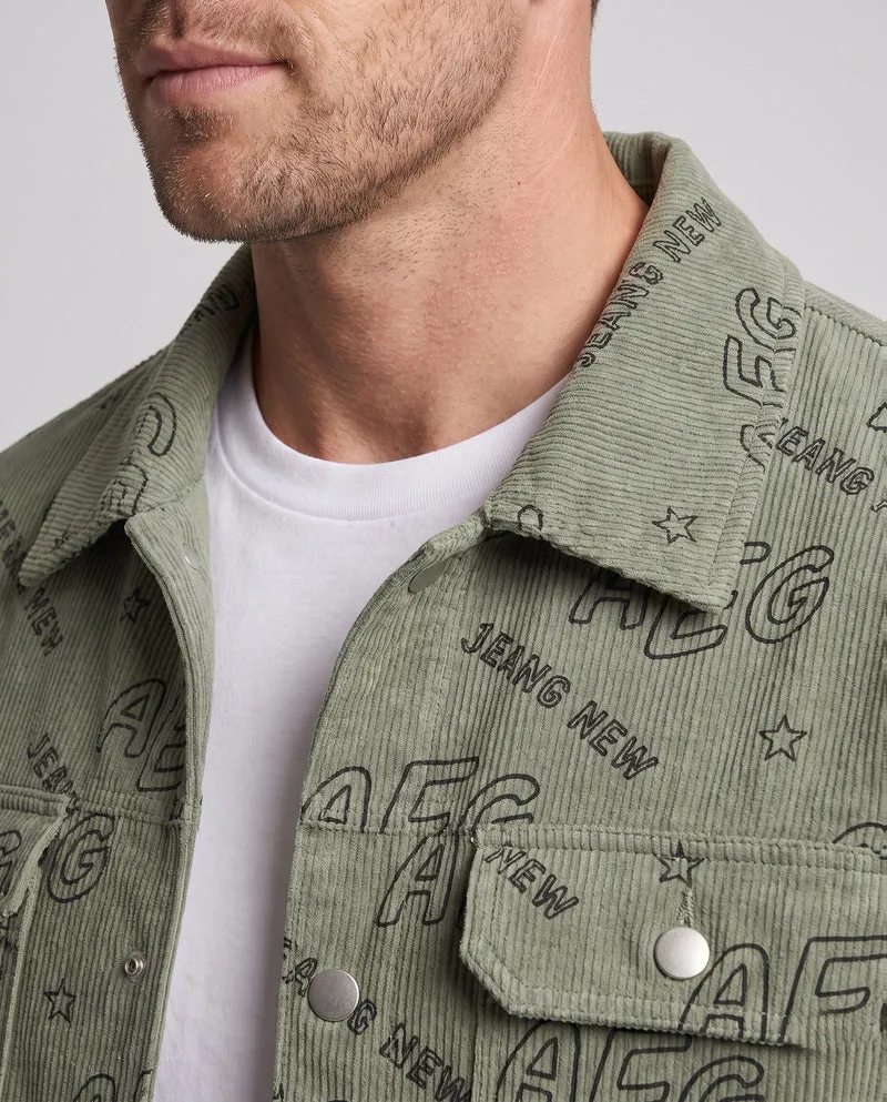 Herren lässige Cordjacke mit Print Nord Taschen