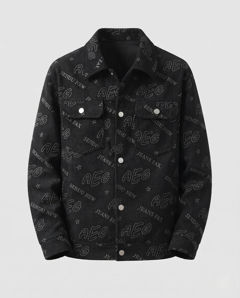 Herren lässige Cordjacke mit Print Nord Taschen