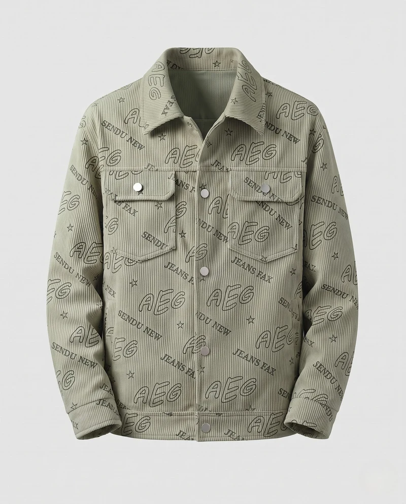 Herren lässige Cordjacke mit Print Nord Taschen