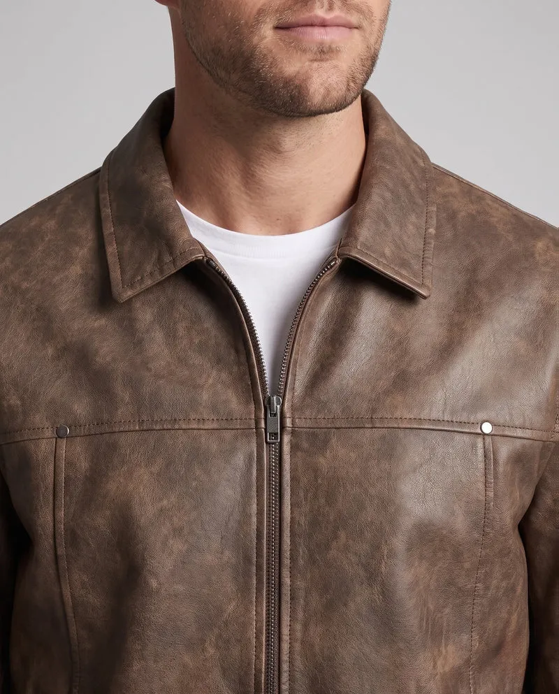 Herren Lässige Lederjacke Nord Taschen
