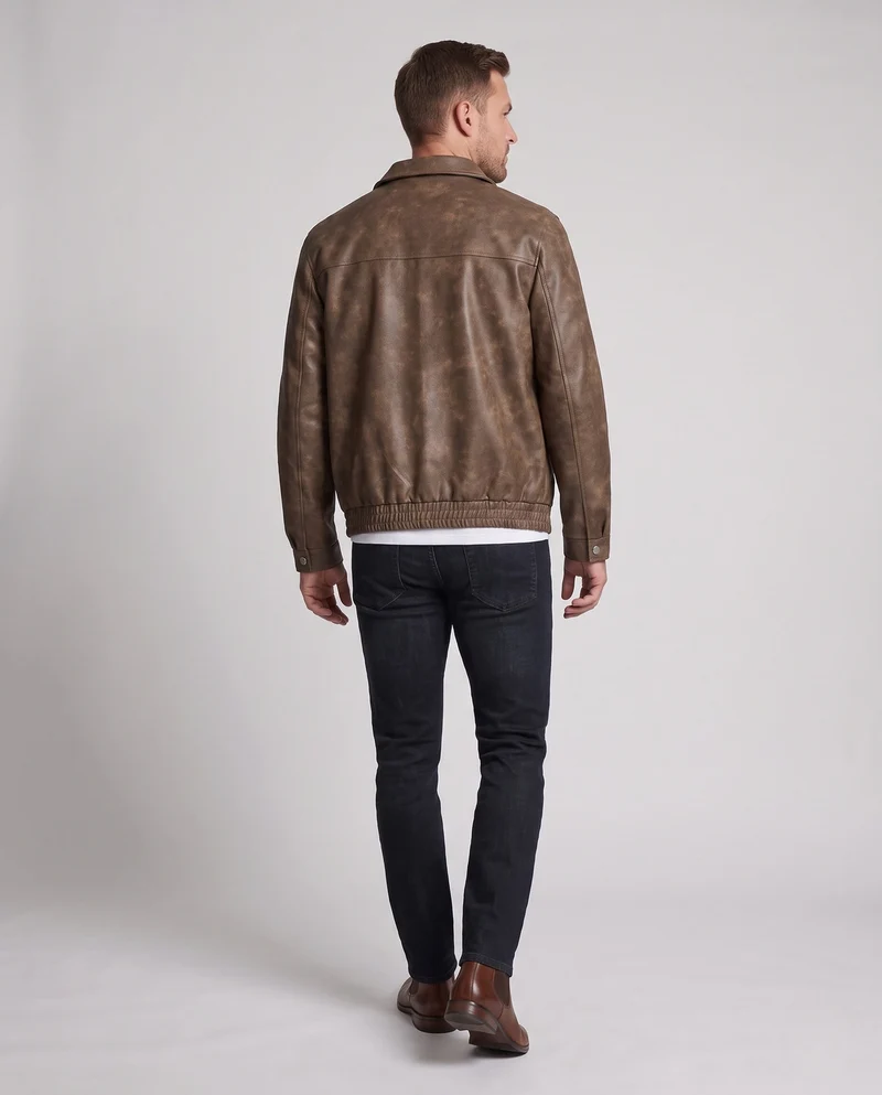 Herren Lässige Lederjacke Nord Taschen