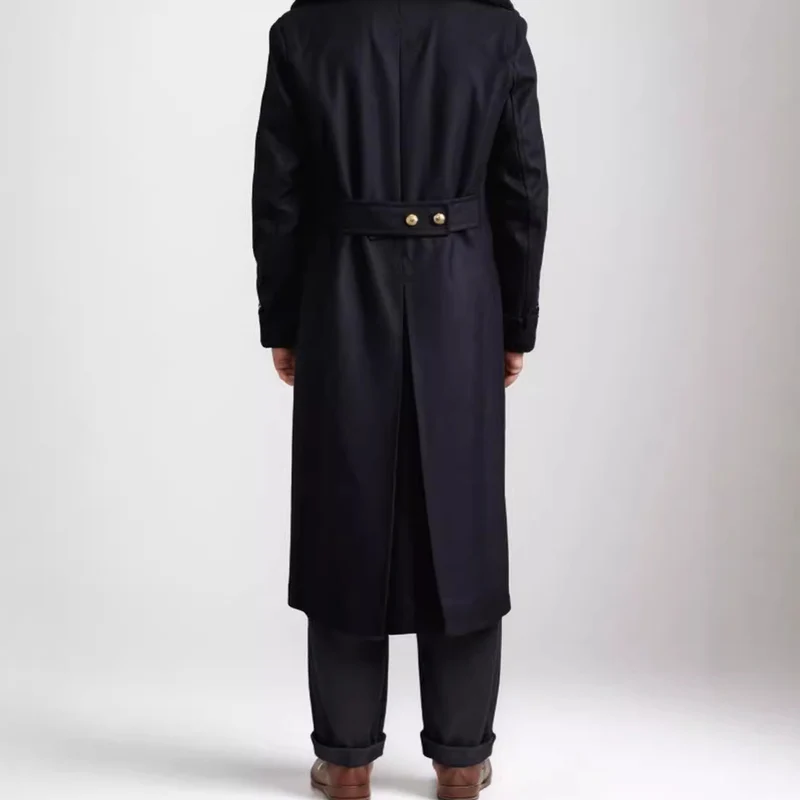 Herren Eleganter Doppelreihiger Wollmantel mit weitem Revers Nord Taschen