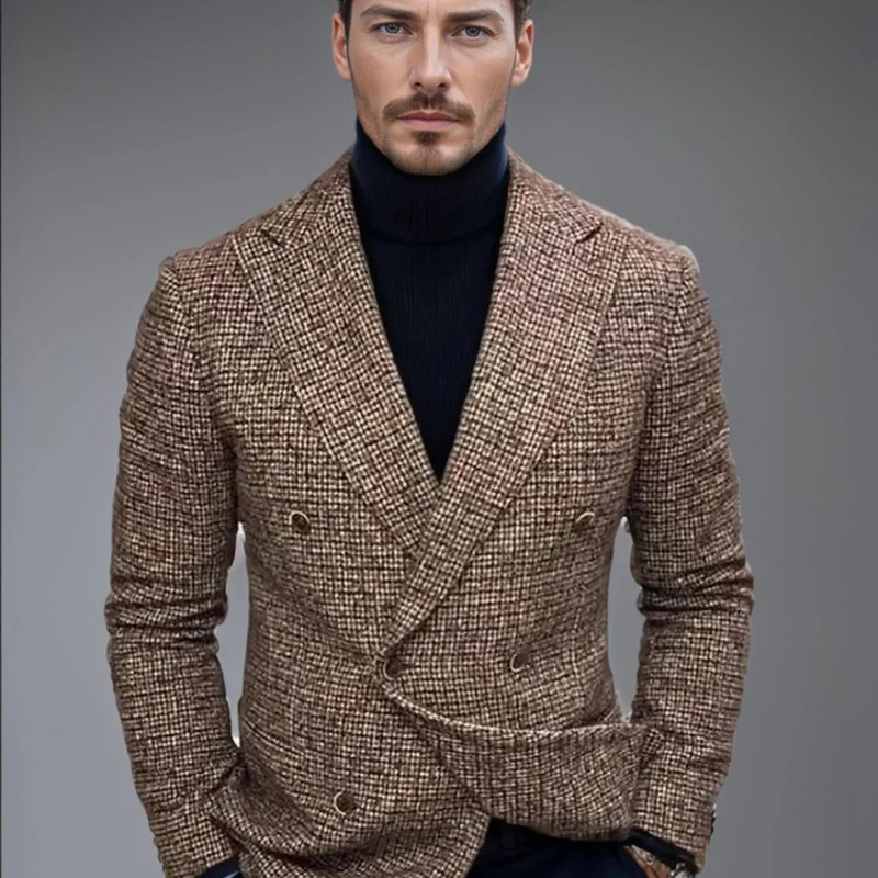 Herren Doppelreihiges Tweed-Sakko mit markantem Revers und taillierter Silhouette Nord Taschen