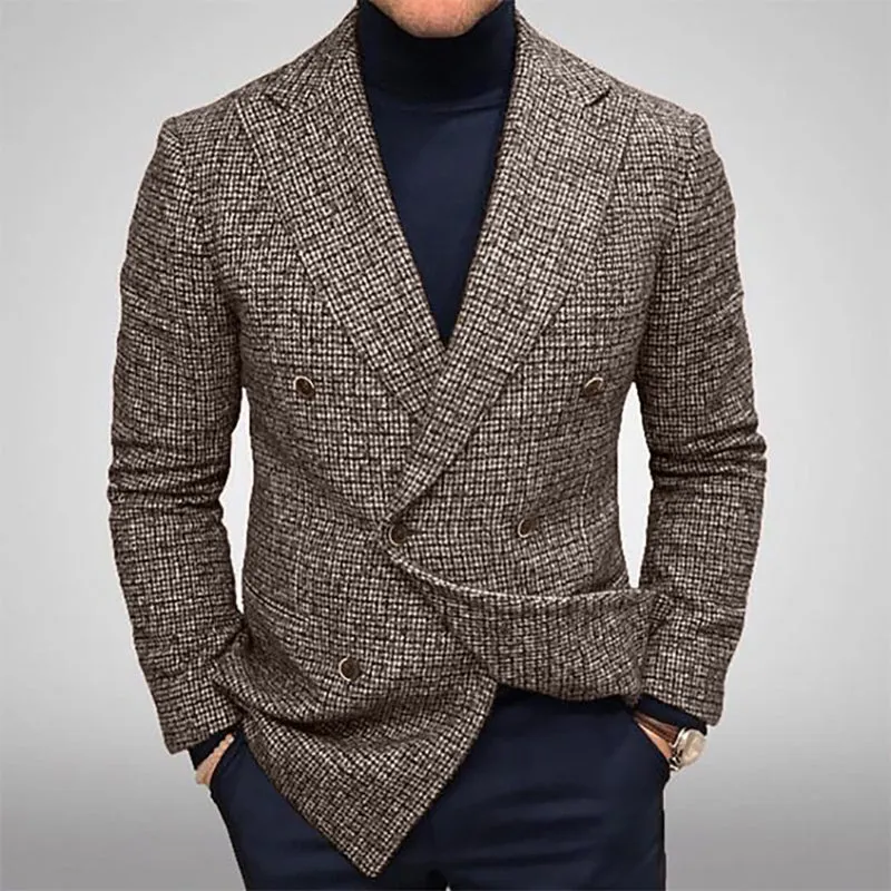 Herren Doppelreihiges Tweed-Sakko mit markantem Revers und taillierter Silhouette Nord Taschen
