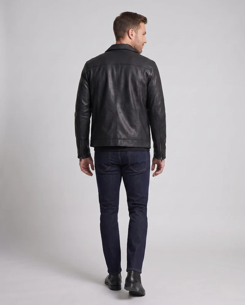 Herren Fitted Kunstlederjacke mit thermischem Futter und Brustklappen-Taschen Nord Taschen