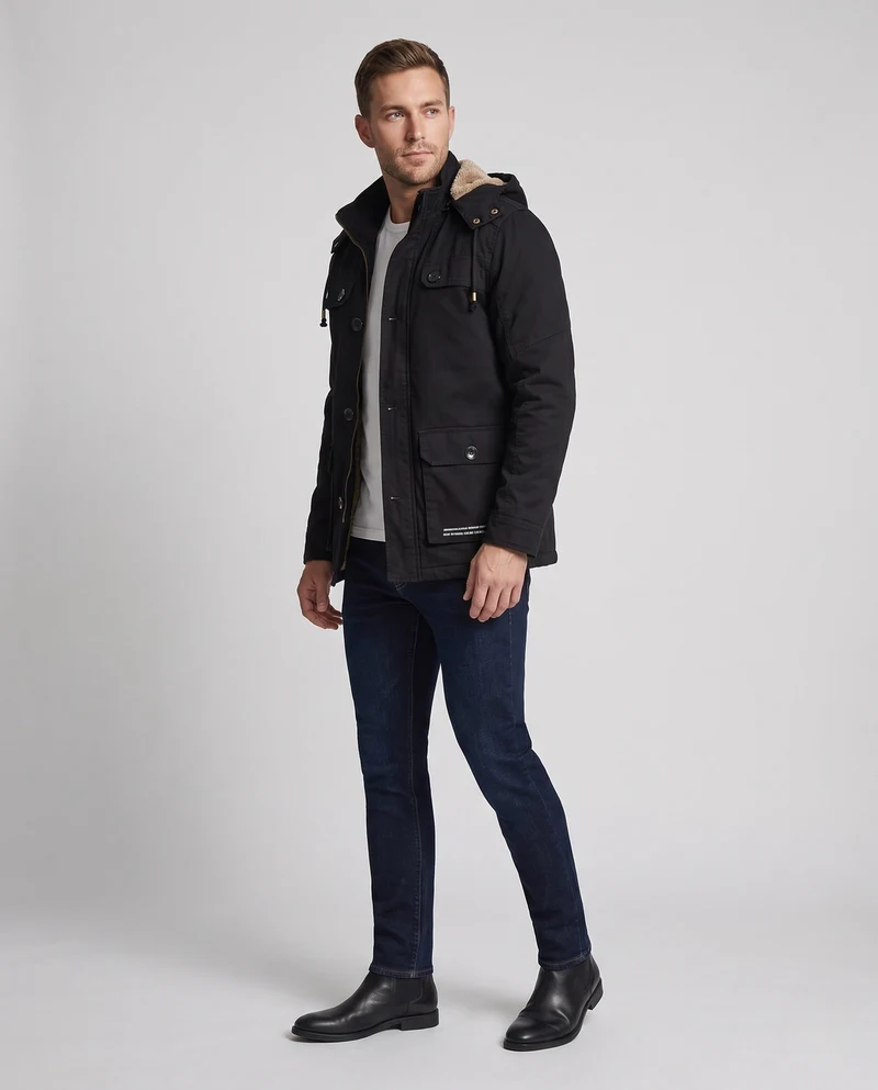 Herren-Feldparka mit sherpa-gefütterter Kapuze und multifunktionalen Utility-Taschen Nord Taschen