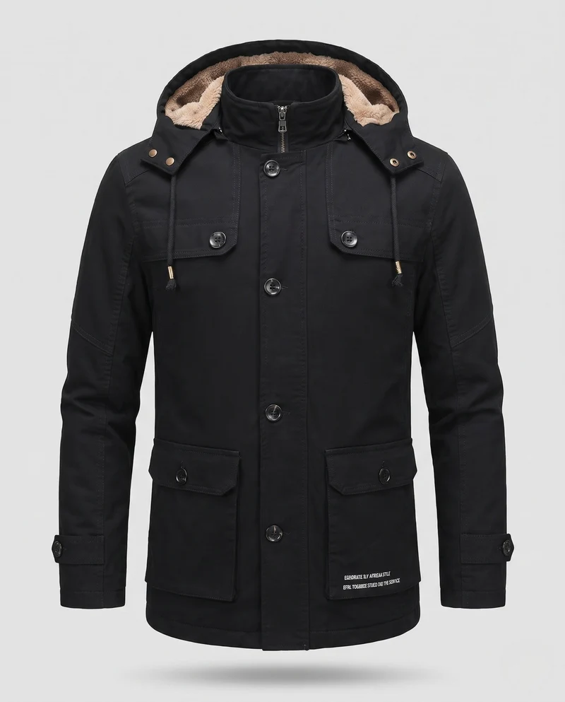Herren-Feldparka mit sherpa-gefütterter Kapuze und multifunktionalen Utility-Taschen Nord Taschen