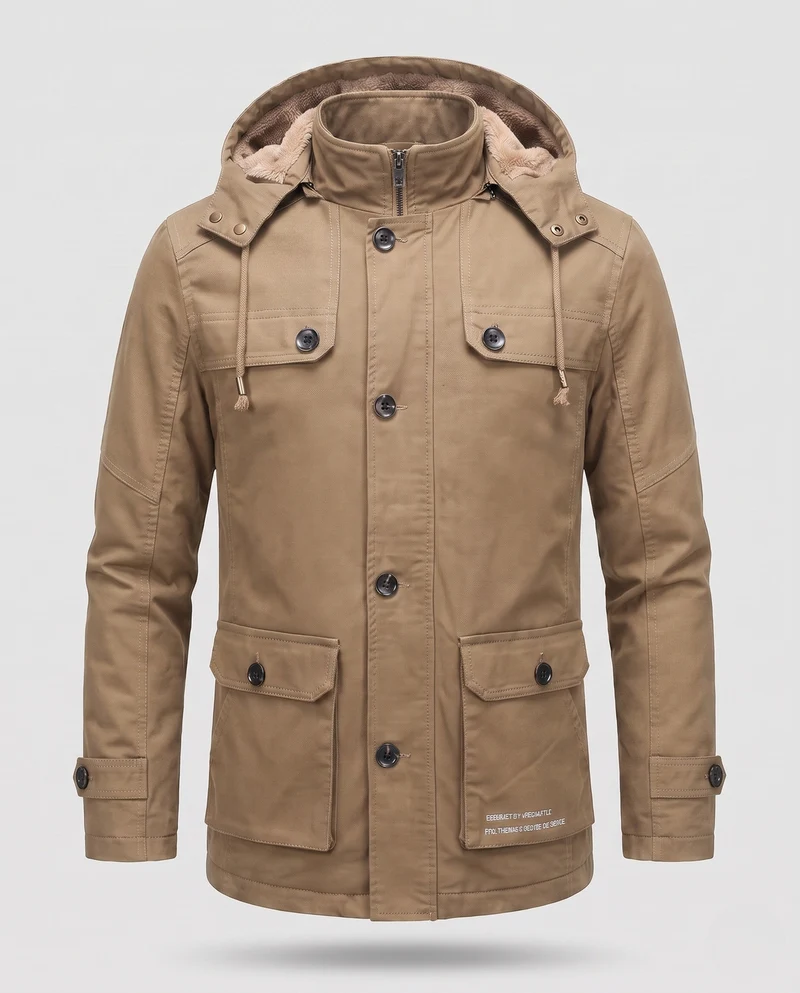 Herren-Feldparka mit sherpa-gefütterter Kapuze und multifunktionalen Utility-Taschen Nord Taschen