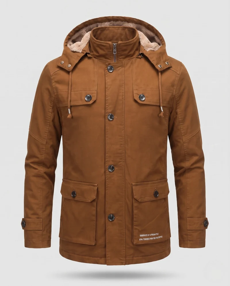 Herren-Feldparka mit sherpa-gefütterter Kapuze und multifunktionalen Utility-Taschen Nord Taschen