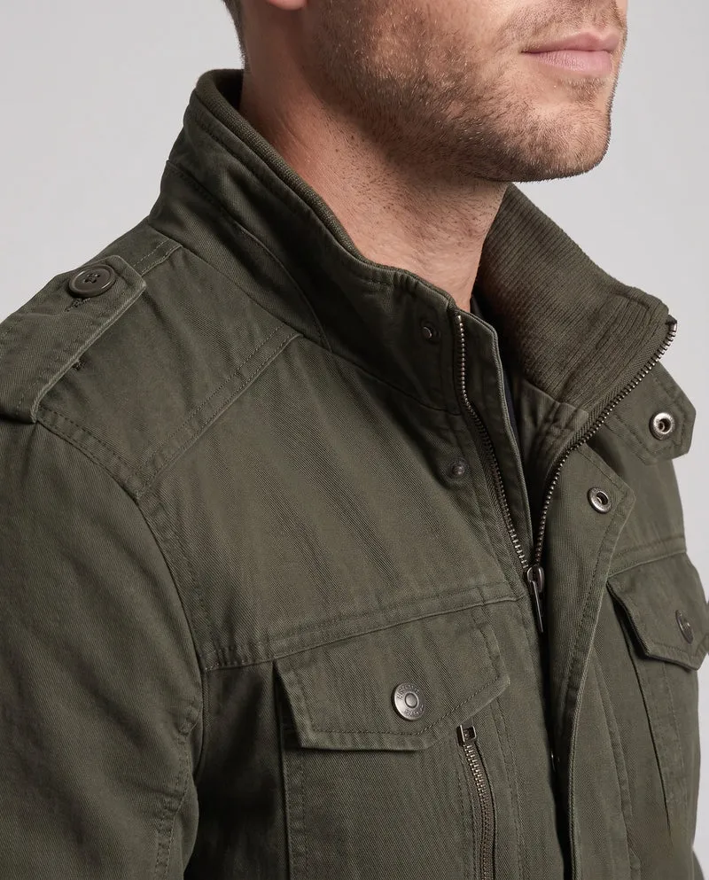 Männermilitärfeldjacke im Canvas-Stil mit Stehkragen und Multifunktionstaschen Nord Taschen
