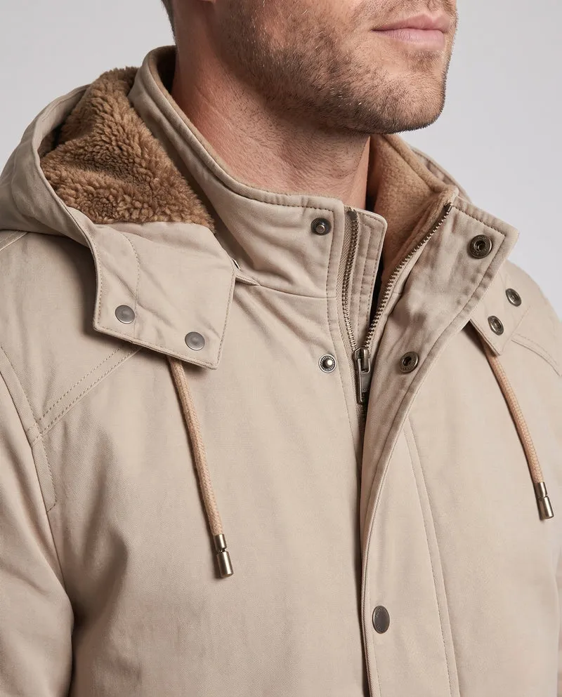 Herren-Feldparka im Canvas-Look mit wärmendem Teddy-Fleece-Futter und Utility-Taschen Nord Taschen