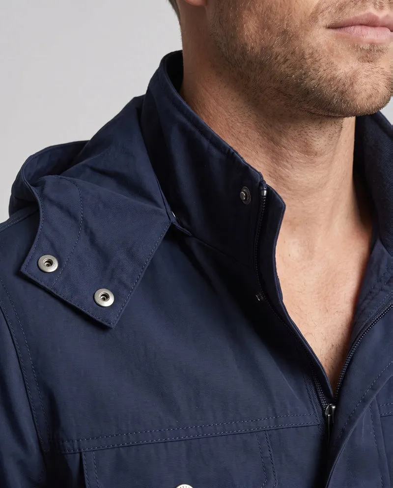 Leichte, wasserabweisende Kapuzenparka aus Canvas für Herren mit verdeckter Druckknopfblende und zippered Brusttasche Nord Taschen
