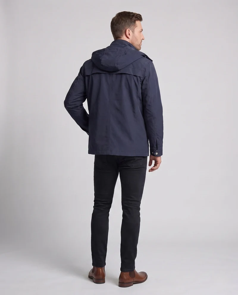 Leichte, wasserabweisende Kapuzenparka aus Canvas für Herren mit verdeckter Druckknopfblende und zippered Brusttasche Nord Taschen