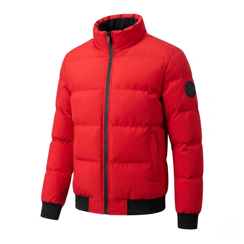 Männer Kurzparka Stil Pufferjacke mit winddichter Außenschicht und gerippten Bündchen Nord Taschen