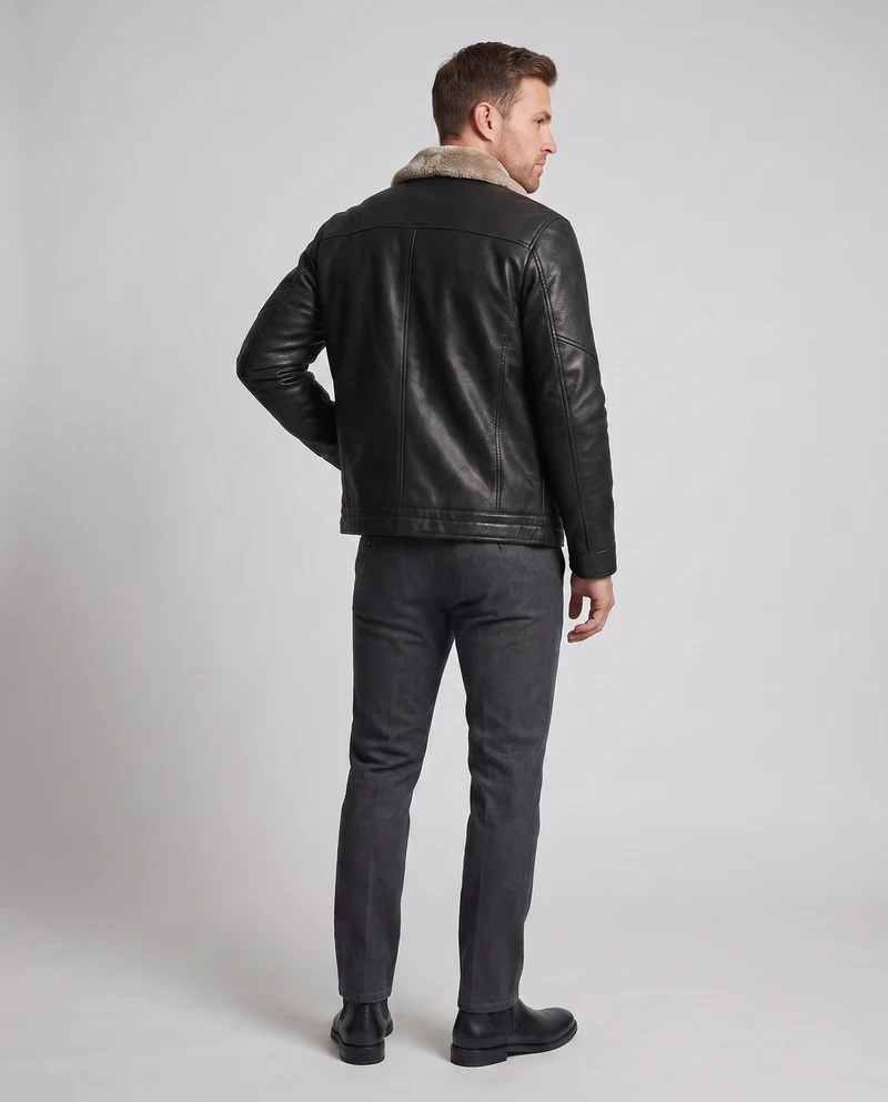 Herren Kurzjacke im Aviator-Look mit Kunstfellkragen und wärmender Polsterung Nord Taschen