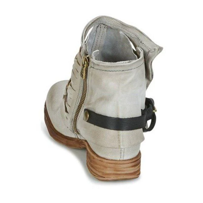 Retro Stiefeletten mit Blockabsatz und Reißverschluss