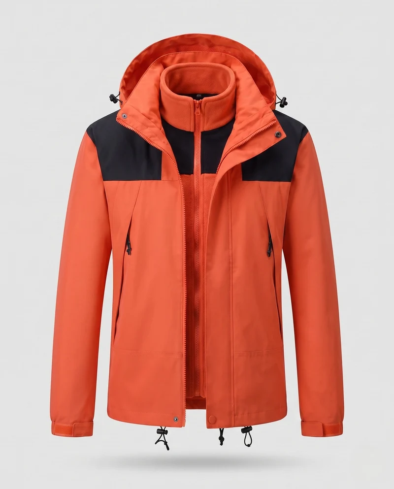 Damen Zwei-Lagen Softshell 2-in-1 Funktionsjacke mit abnehmbarer Fleece-Innenjacke und verstellbarem Kapuze Nord Taschen