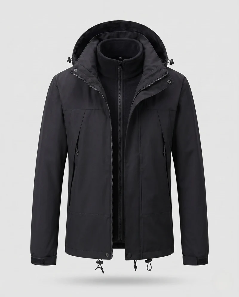 Damen Zwei-Lagen Softshell 2-in-1 Funktionsjacke mit abnehmbarer Fleece-Innenjacke und verstellbarem Kapuze Nord Taschen