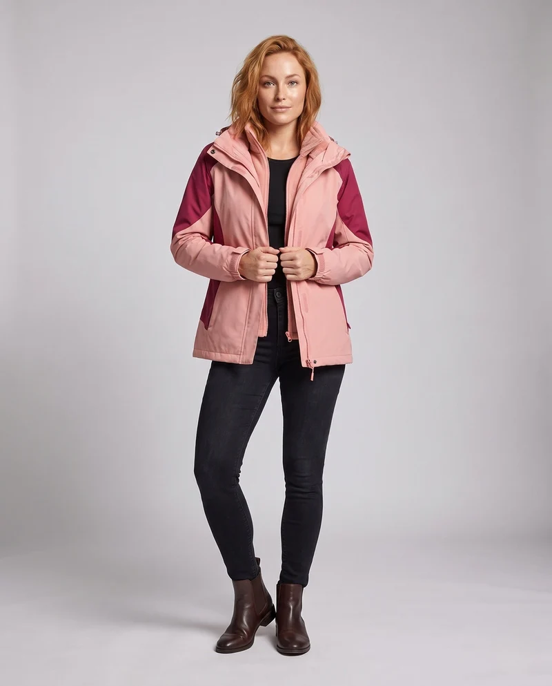 Damen Zwei-in-Eins Softshell- und Fleece-Outdoorjacke mit Kapuze Nord Taschen