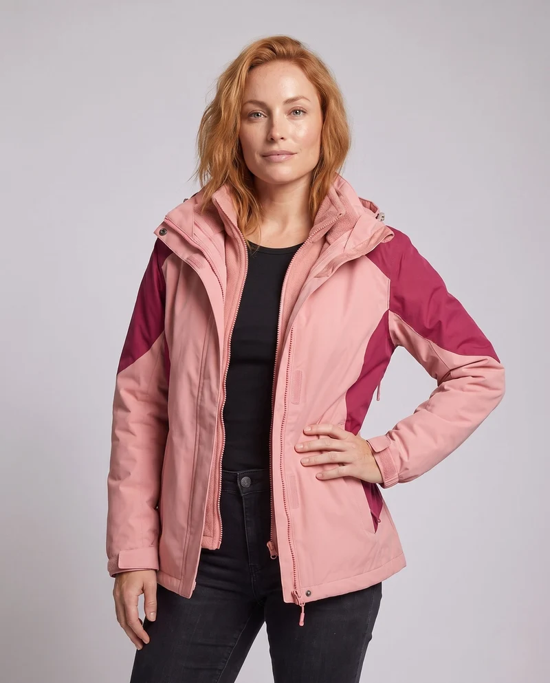 Damen Zwei-in-Eins Softshell- und Fleece-Outdoorjacke mit Kapuze Nord Taschen