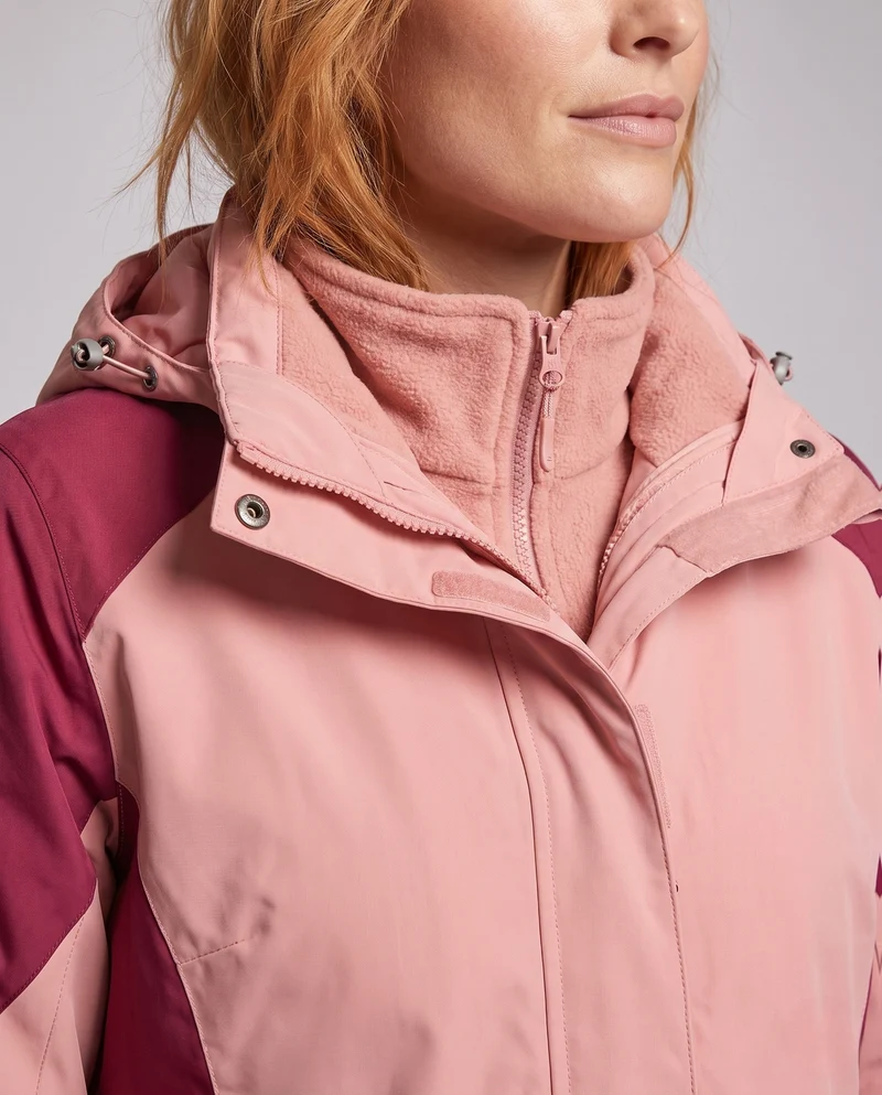 Damen Zwei-in-Eins Softshell- und Fleece-Outdoorjacke mit Kapuze Nord Taschen