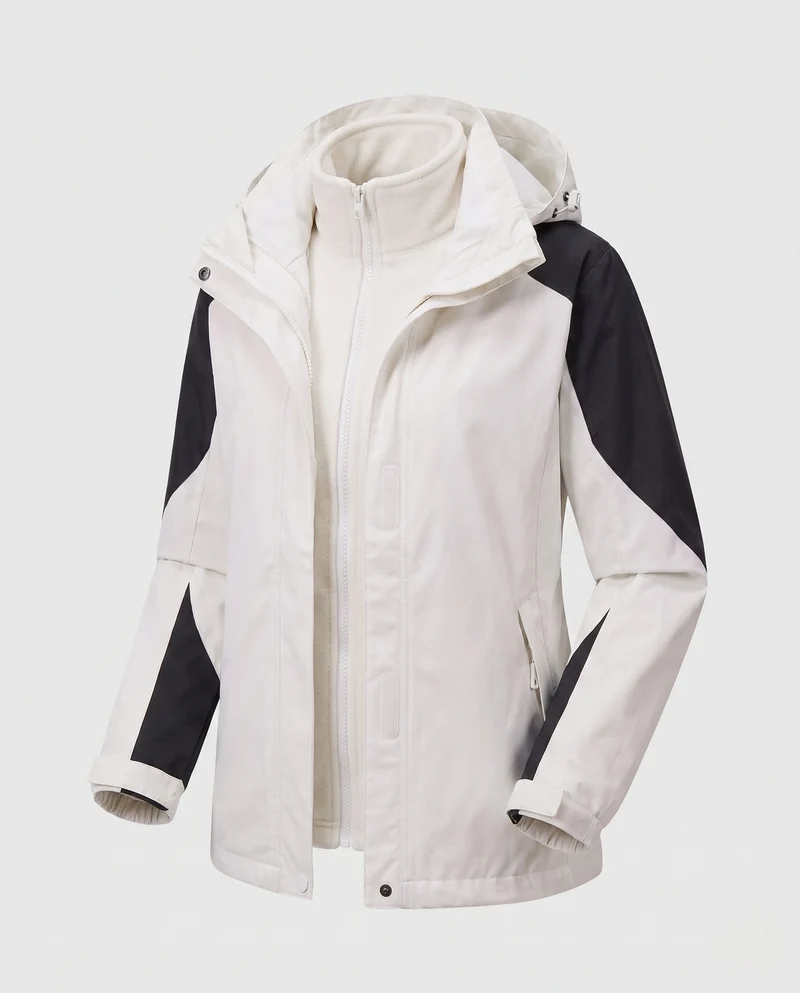 Damen Zwei-in-Eins Softshell- und Fleece-Outdoorjacke mit Kapuze Nord Taschen