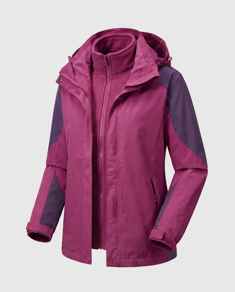 Damen Zwei-in-Eins Softshell- und Fleece-Outdoorjacke mit Kapuze Nord Taschen
