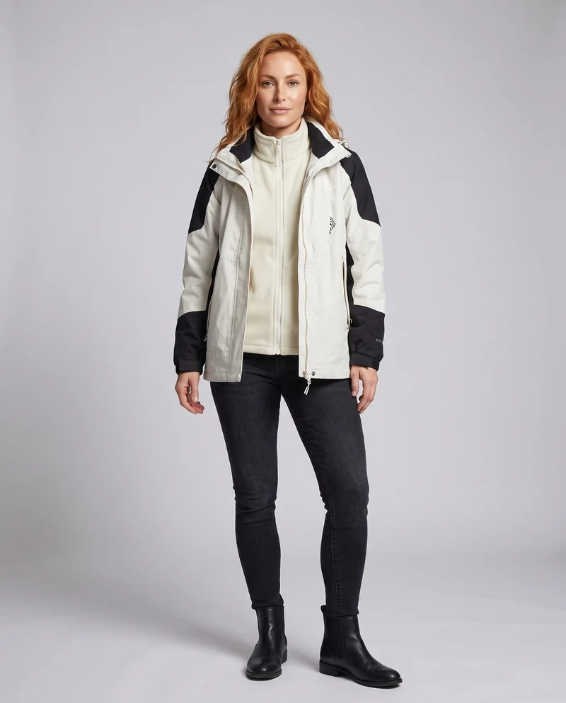 Damen wasserdichte zweilagige Outdoor-Jacke mit Kapuze, atmungsaktive Membran und verstellbarem Saum Nord Taschen