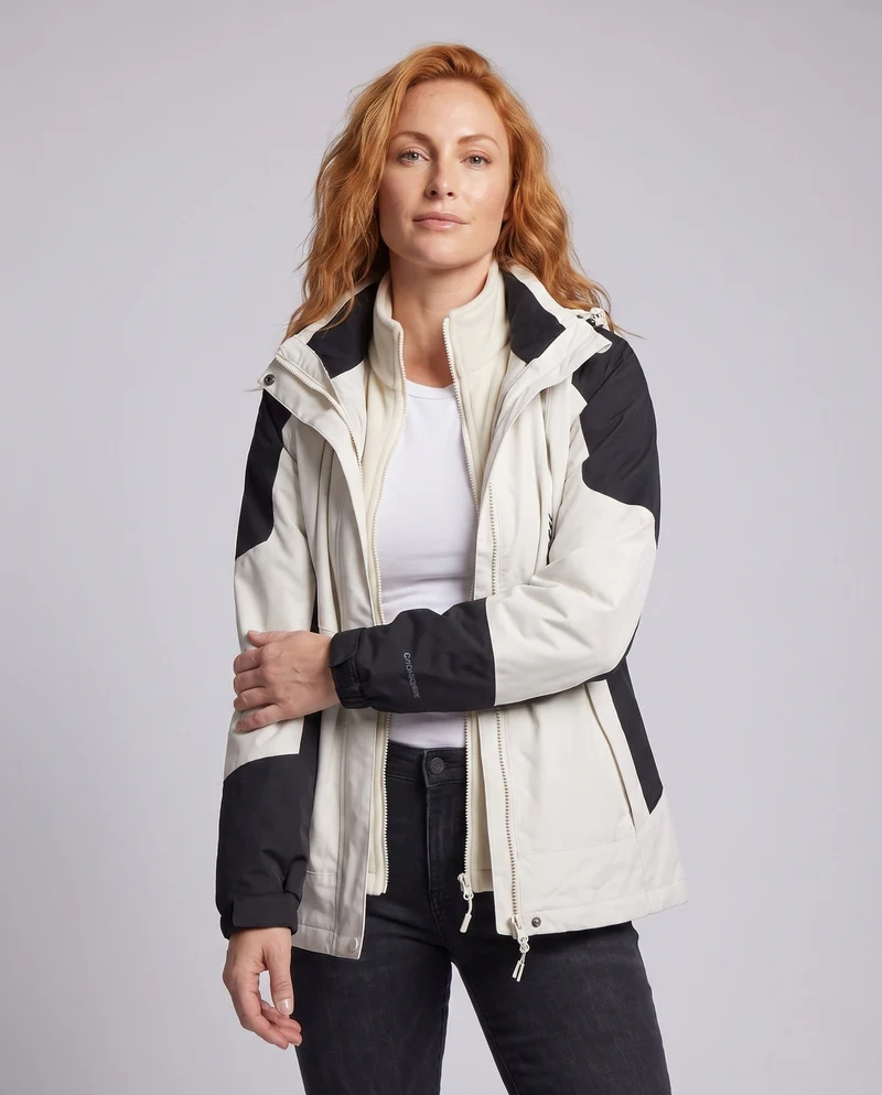 Damen wasserdichte zweilagige Outdoor-Jacke mit Kapuze, atmungsaktive Membran und verstellbarem Saum Nord Taschen