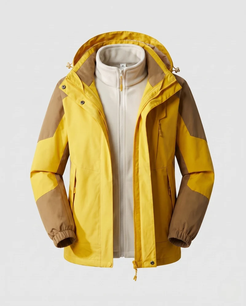 Damen wasserdichte zweilagige Outdoor-Jacke mit Kapuze, atmungsaktive Membran und verstellbarem Saum Nord Taschen