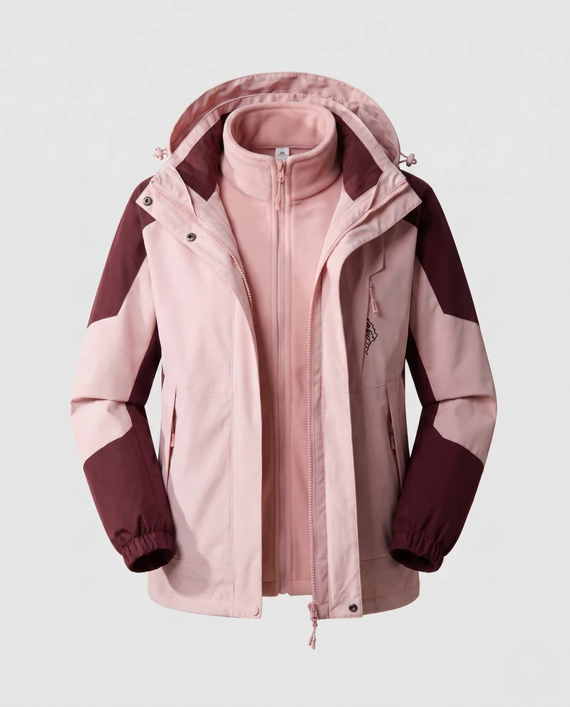Damen wasserdichte zweilagige Outdoor-Jacke mit Kapuze, atmungsaktive Membran und verstellbarem Saum Nord Taschen