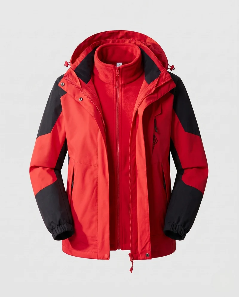 Damen wasserdichte zweilagige Outdoor-Jacke mit Kapuze, atmungsaktive Membran und verstellbarem Saum Nord Taschen