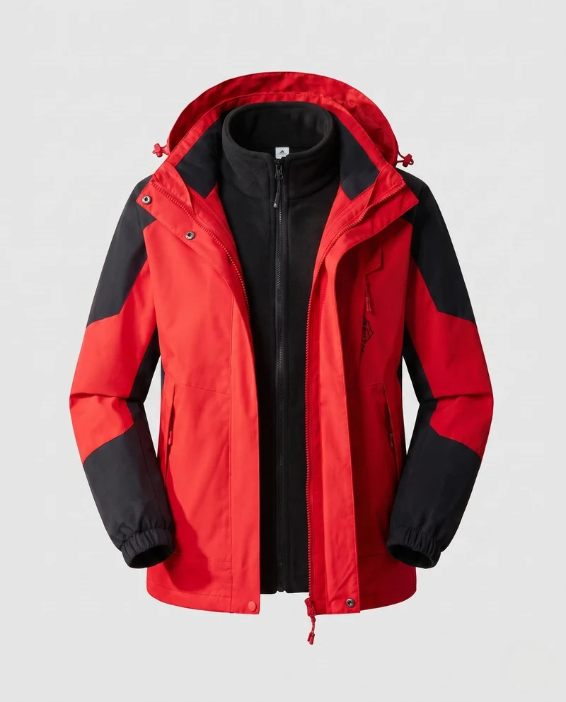 Damen wasserdichte zweilagige Outdoor-Jacke mit Kapuze, atmungsaktive Membran und verstellbarem Saum Nord Taschen