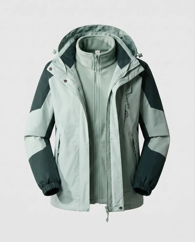 Damen wasserdichte zweilagige Outdoor-Jacke mit Kapuze, atmungsaktive Membran und verstellbarem Saum Nord Taschen