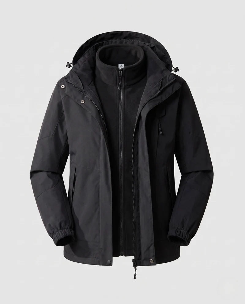 Damen wasserdichte zweilagige Outdoor-Jacke mit Kapuze, atmungsaktive Membran und verstellbarem Saum Nord Taschen