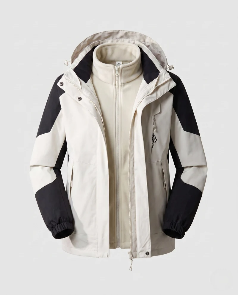 Damen wasserdichte zweilagige Outdoor-Jacke mit Kapuze, atmungsaktive Membran und verstellbarem Saum Nord Taschen