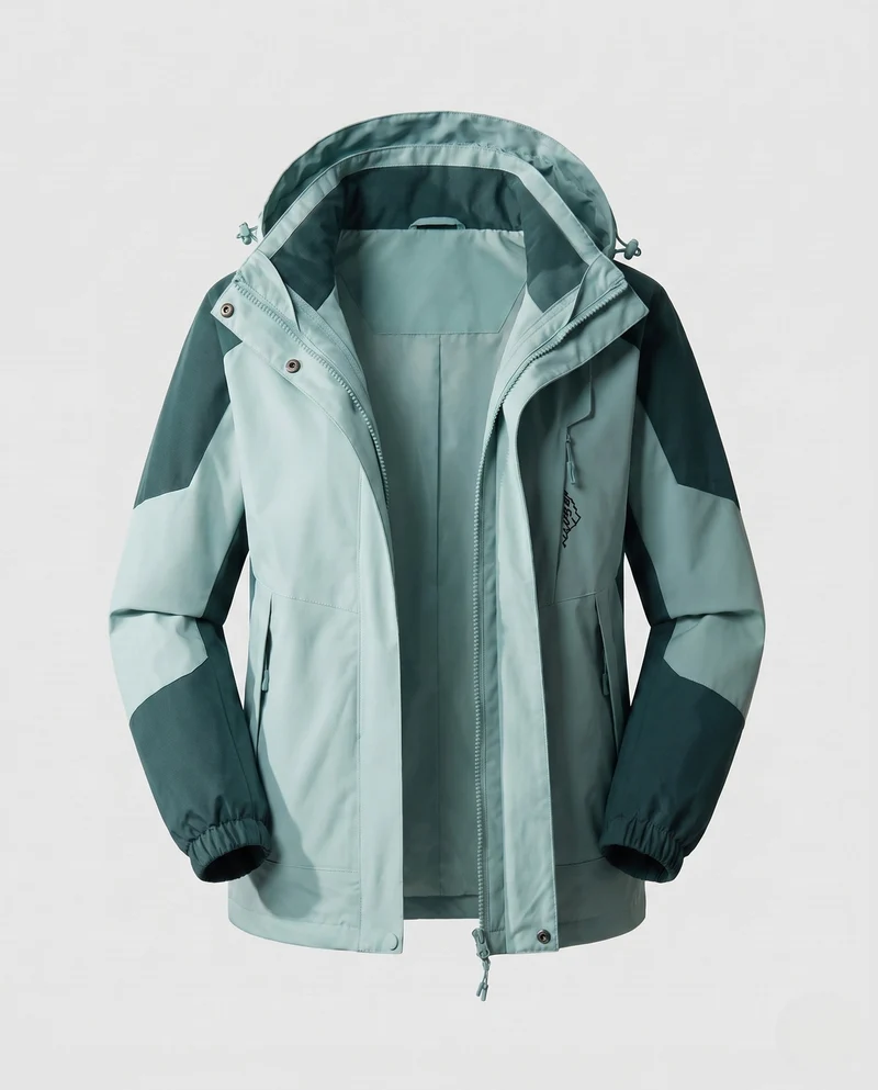 Damen wasserdichte zweilagige Outdoor-Jacke mit Kapuze, atmungsaktive Membran und verstellbarem Saum Nord Taschen