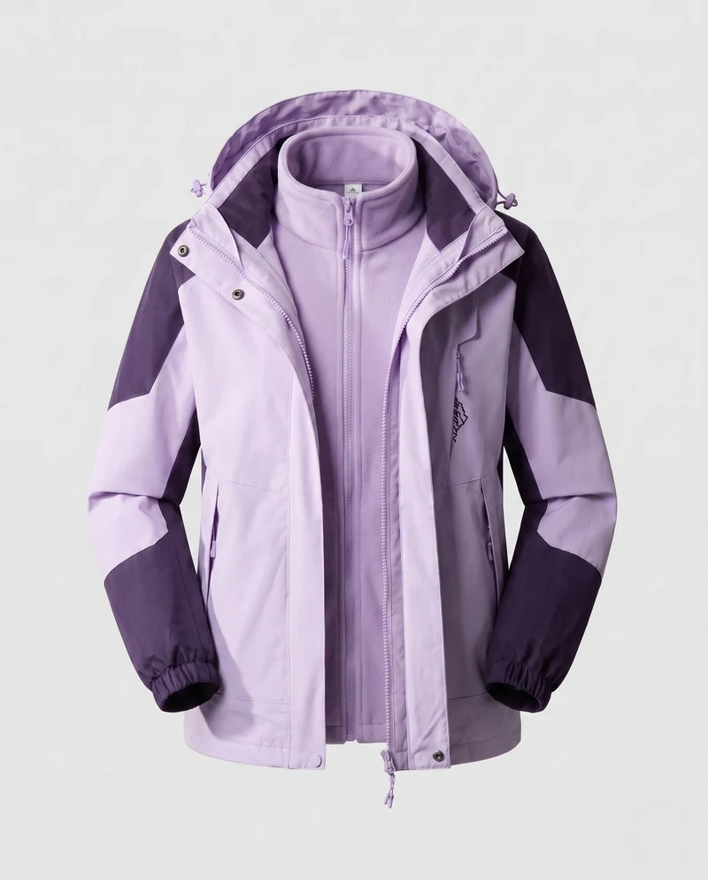 Damen wasserdichte zweilagige Outdoor-Jacke mit Kapuze, atmungsaktive Membran und verstellbarem Saum Nord Taschen